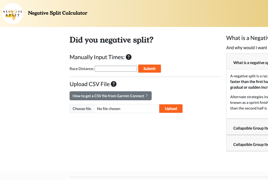 Negative Split Calculator